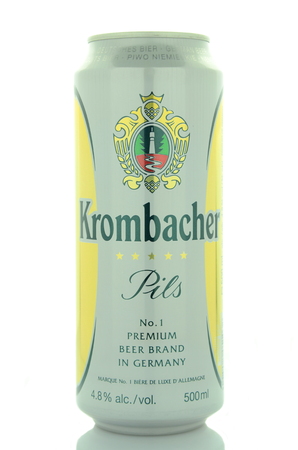 Krombacher pils beer isolated on white backgroundのeditorial素材