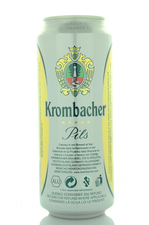 Krombacher pils beer isolated on white backgroundのeditorial素材