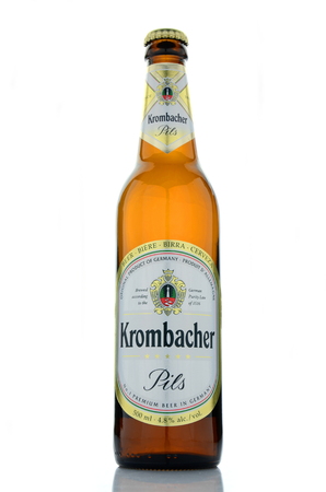 Krombacher pils beer isolated on white backgroundのeditorial素材
