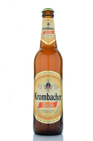 Krombacher wheat beer isolated on white backgroundのeditorial素材