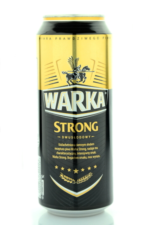 Warka strong beer isolated on white backgroundのeditorial素材