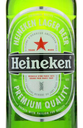 Heineken lager beer isolated on white backgroundのeditorial素材
