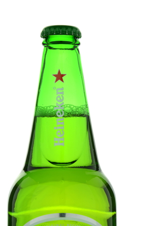 Heineken lager beer isolated on white backgroundのeditorial素材