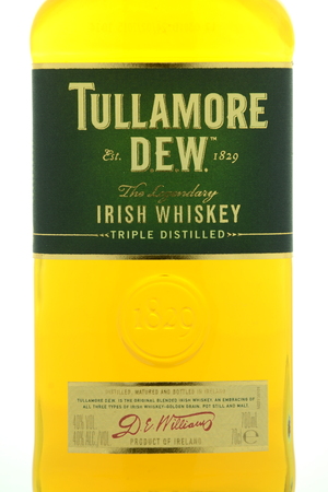 Tullamore Dew irish whiskey isolated on white backgroundのeditorial素材