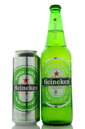 Heineken lager beer isolated on white backgroundのeditorial素材