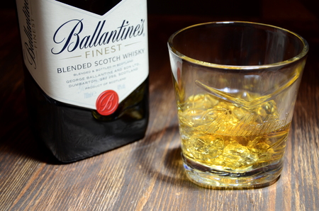 Glass of Ballantines whiskyのeditorial素材