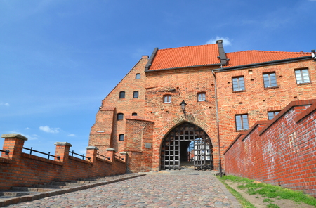 historical water gate of old town in Grudziadz, Polandのeditorial素材