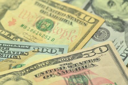 closeup of american banknotes