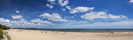 Picturesque panoramic landscape of baltic sunny beach in gdansk olive oil in the summerの写真素材
