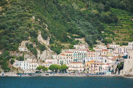 A view of the cetara village on the Amalfi coast in southern Italyの写真素材