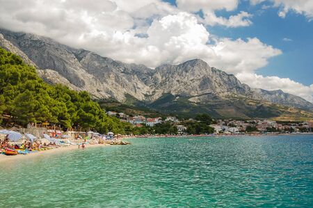 Picturesque dalmatian beach in baska voda in croatiaの写真素材