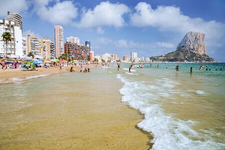 Picturesque landscape of sandy beach in Calpe, Spainのeditorial素材