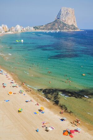 Picturesque landscape of sandy beach in Calpe, Spainのeditorial素材