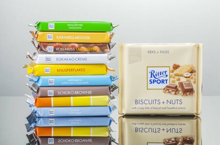 Variety of Ritter Sport chocolate barsのeditorial素材