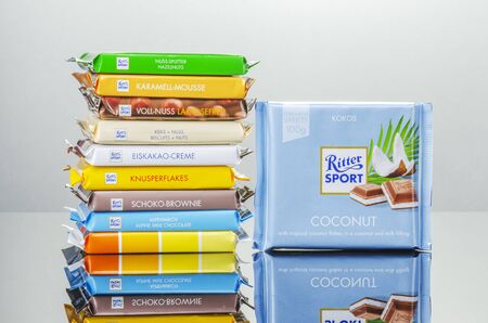 Variety of Ritter Sport chocolate barsのeditorial素材