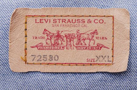 Closeup of Levi Strauss label.のeditorial素材