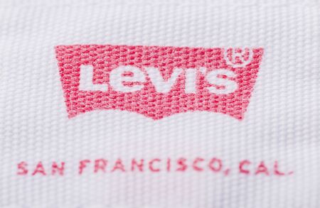 Closeup of Levi Strauss label.のeditorial素材