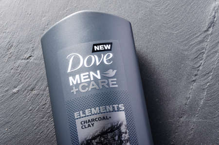 Dove body and face wash isolated on stone slate backgroundのeditorial素材