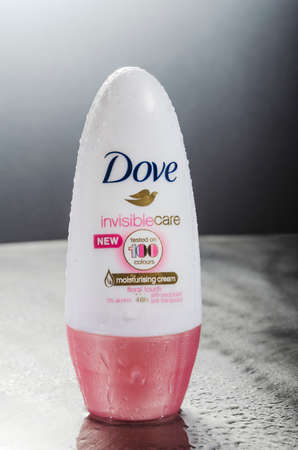 Dove anti-perspirant isolated on gradient background. Dove is personal care brand owned by Unilever originating in the United Kingdom. Dove was introduced in 1955.のeditorial素材