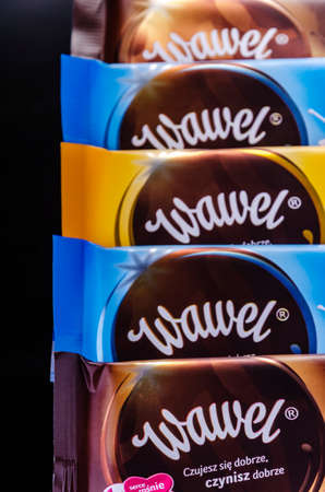 Wawel chocolate bar isolated on white background. Wawel is polish confectionery company, producing...