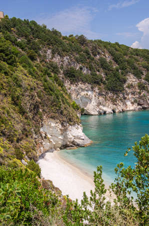 Picturesque Xigia sandy beach on north west coast of Zakynthos island, Greeceの写真素材