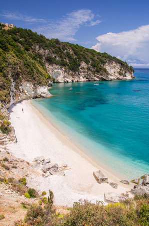 Picturesque Xigia sandy beach on north west coast of Zakynthos island, Greeceの写真素材