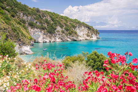 Picturesque Xigia sandy beach on north west coast of Zakynthos island, Greeceの写真素材