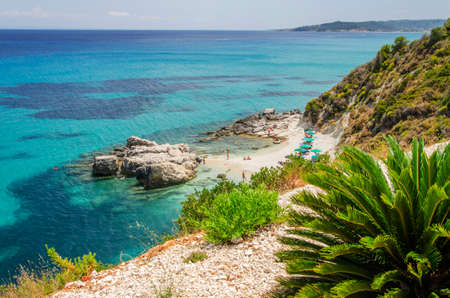 Picturesque Xigia sandy beach on north east coast of Zakynthos island, Greeceの写真素材