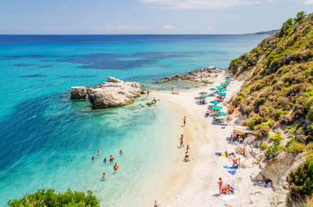Picturesque Xigia sandy beach with sulfur waters. It is situated on north east coast of Zakynthos island, Greece.のeditorial素材