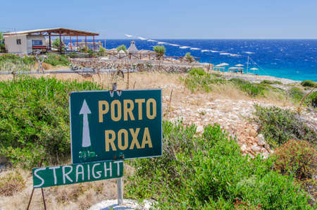 Picturesque Porto Roxa rocky beach. It is situated on west coast of Zakynthos island, Greece.のeditorial素材