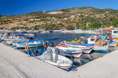 Picturesque turquoise bay of Agios Nikolaos. It is situated on the north east coast of Zakynthos island on Ionian Sea, Greece.のeditorial素材