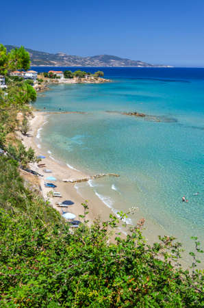 Gorgeous view on sandy beach situated on the east coast of Zakynthos island in Greece.の写真素材