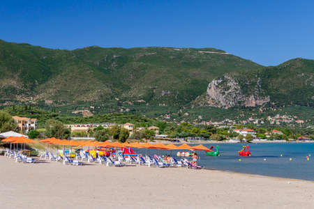 Scenic sandy beach in Alykanas. It is situated on the east coast of Zakynthos island, Greece.のeditorial素材