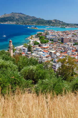 Picturesque panoramic landscape of Zakynthos town. Zakynthos island on Ionian Sea is situated on the west of Greece.のeditorial素材