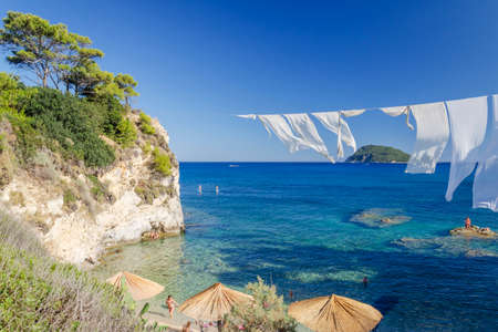 Picturesque Cameo island in Agios Sostis, situated on Laganas bay on the south of Zakynthos island on Ionian Sea, Greece.のeditorial素材