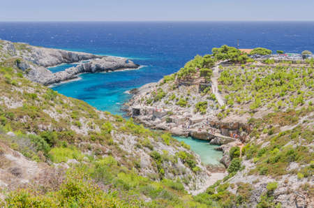 Picturesque Porto Limnionas rocky beach. It is situated on west coast of Zakynthos island, Greece.のeditorial素材