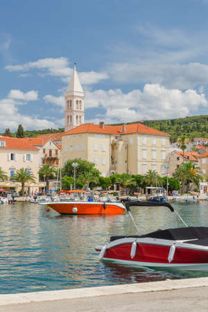Picturesque old town of Supetar. Supetar is the biggest town of Brac island in Croatia.のeditorial素材