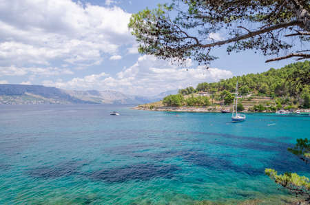 Picturesque sandy beach of Lovrecina on the northern coast of Brac island in Croatia.の写真素材