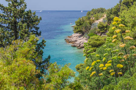Picturesque pebble beach in Murvica village on the south coast of Brac island in Croatia