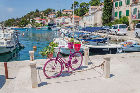 Scenic bay of Bobovisca village. Bobovisca lies on the west coast of Brac island in Croatia.のeditorial素材