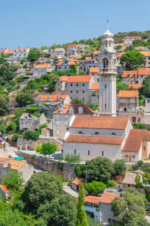 Scenic view on Lozisca village located on the west of Brac island in Croatiaの写真素材