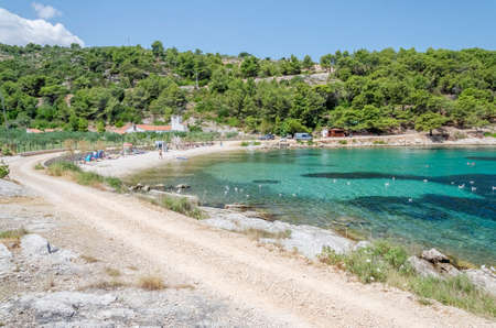 Picturesque beach nearby Postira on the north coast of Brac island in Croatiaの写真素材