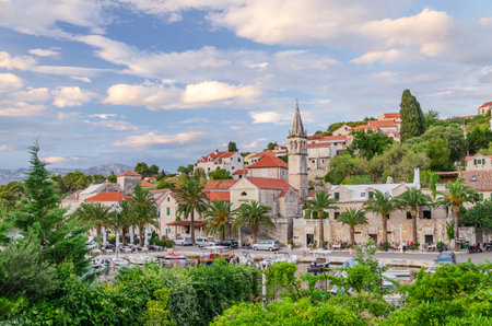 Picturesque bay in Splitska village. Splitska is situated on the north coast of Brac island in Croatiaの写真素材