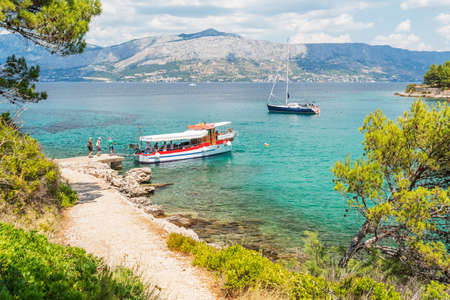Picturesque sandy beach of Lovrecina on the northern coast of Brac island in Croatia.