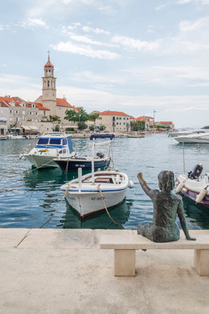 Picturesque bay in Sutivan village. Sutivan is situated on the north coast of Brac island in Croatiaのeditorial素材