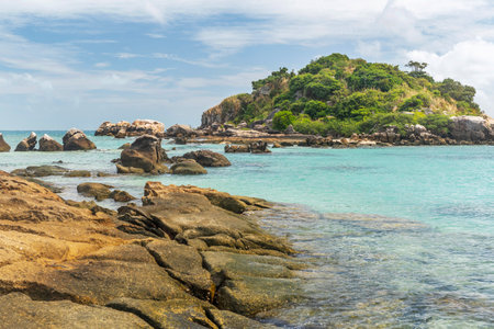 Osprey island located close to Lizard Island on Great Barrier Reef in Queensland, Australia. Osprey island is seabird nesting areaの写真素材