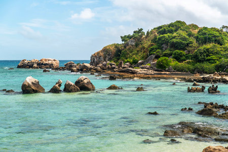 Osprey island located close to Lizard Island on Great Barrier Reef in Queensland, Australia. Osprey island is seabird nesting areaの写真素材
