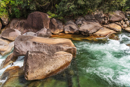 Picturesque Babinda Boulders and creek, Queensland, Australia. Babinda is a rural town situated 60 km south of Cairns.の写真素材