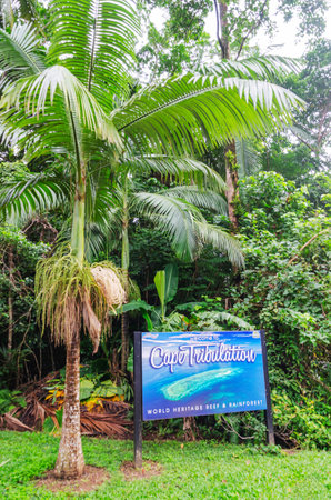 Cape Tribulation welcome board in Daintree Rainforest, Queensland, Australiaの写真素材