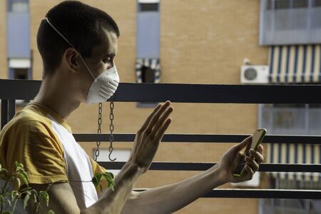 Quarantine day for a young man with a mask